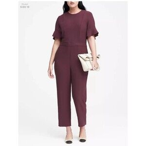 Banana Republic Burgundy Cropped Jumpsuit